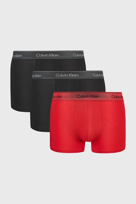 3PACK Bombažne boksarice Calvin Klein Icon Cotton Stretch Metalic črna-rdeča