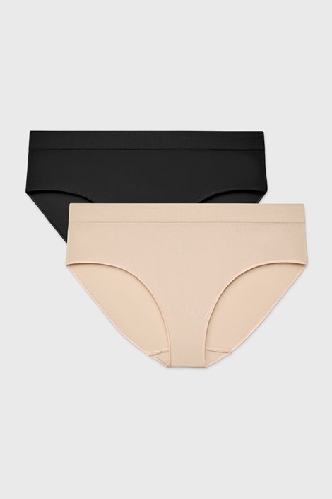 2PACK Klasične brezšivne hlačke Flexi I črna-bež