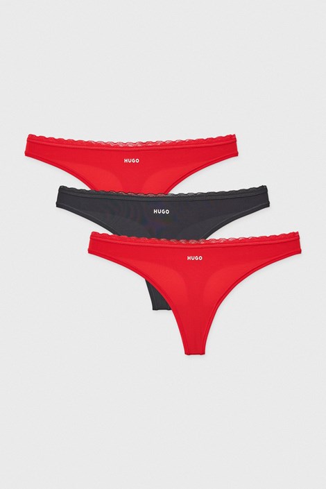 3PACK Tangice HUGO Triplet Micro rdeča-črna