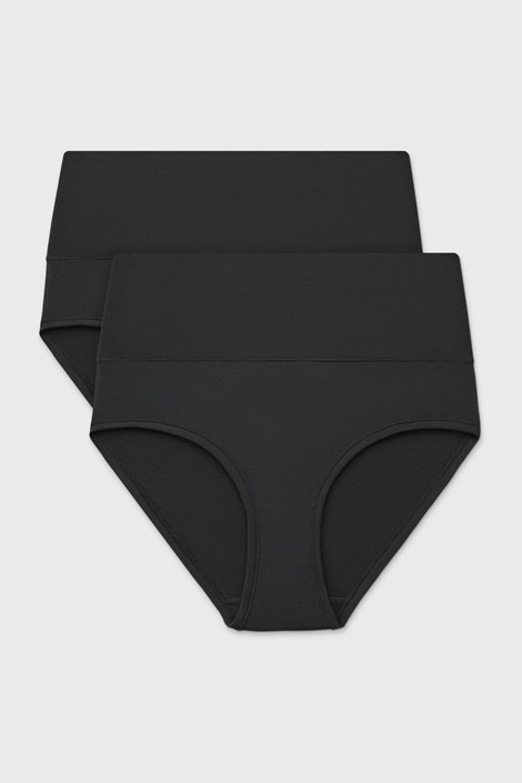 2PACK Klasične hlačke Bamboo Soft z visokim pasom črna