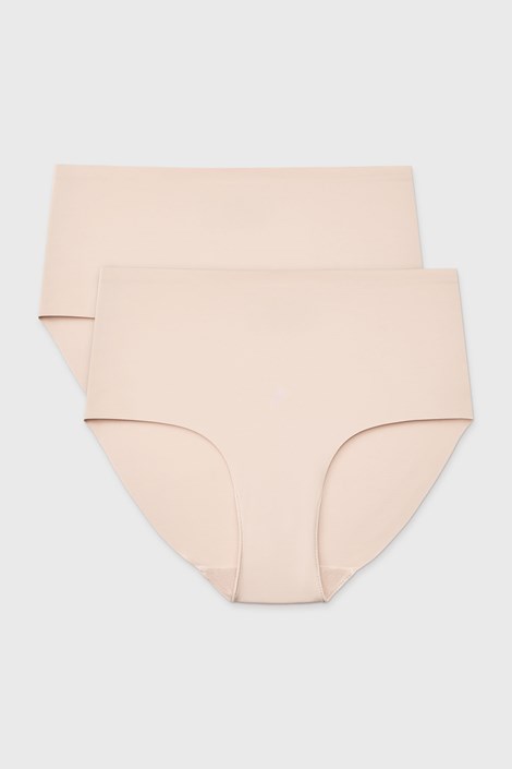 2PACK Klasične hlačke Simple z višjim pasom bež