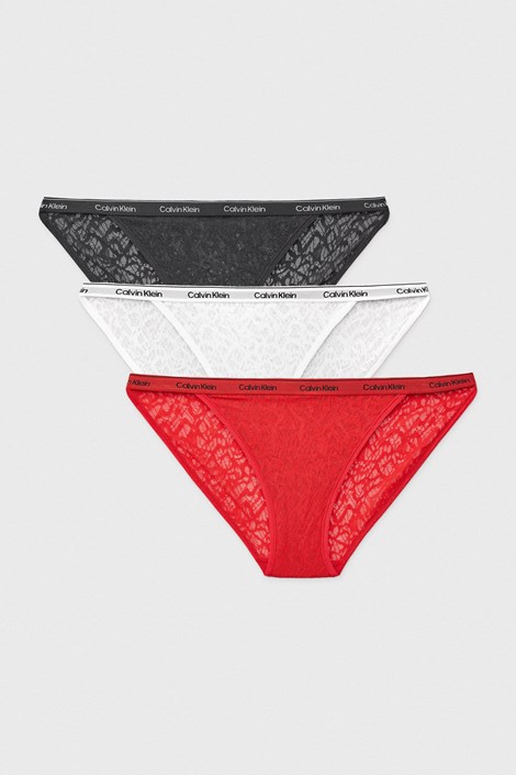 3PACK Bikini hlačke Calvin Klein črna-bela-rdeča