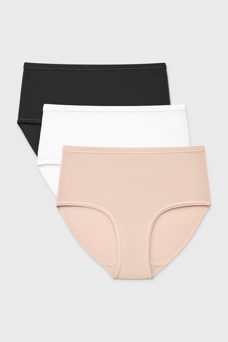 3PACK Klasične bombažne hlačke Pure z zvišanim pasom