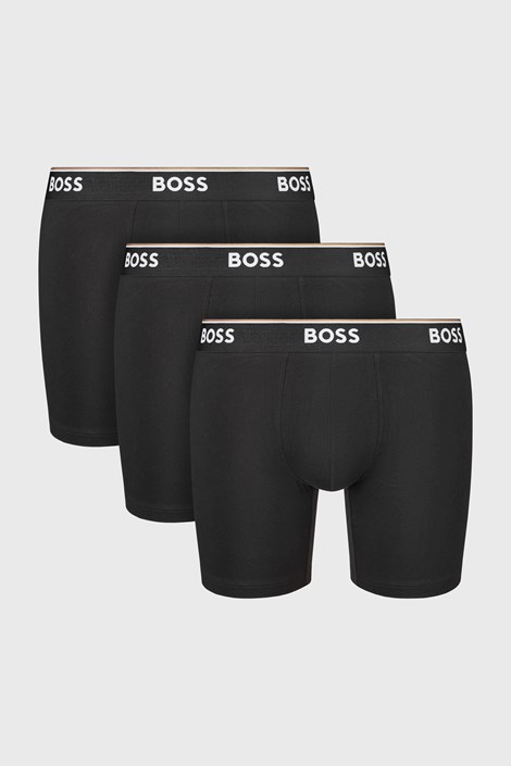 3PACK Bombažne boksarice BOSS Power Long črna