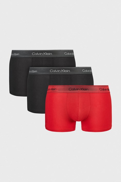 3PACK Bombažne boksarice Calvin Klein Icon Cotton Stretch Metalic črna-rdeča