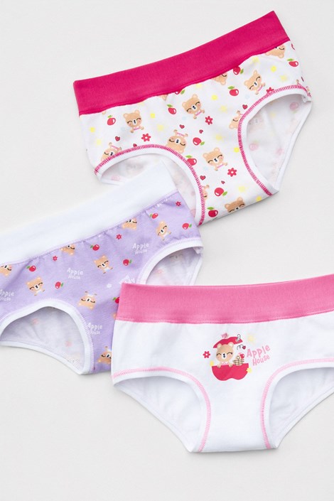 3PACK Dekliške bombažne hlačke Apple večbarvna