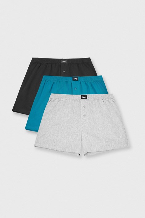 3PACK Bombažne ohlapne boksarice MEN-A Jacob črna-temnosiva