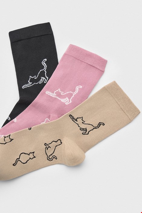 3PACK Visoke ženske nogavice Cats