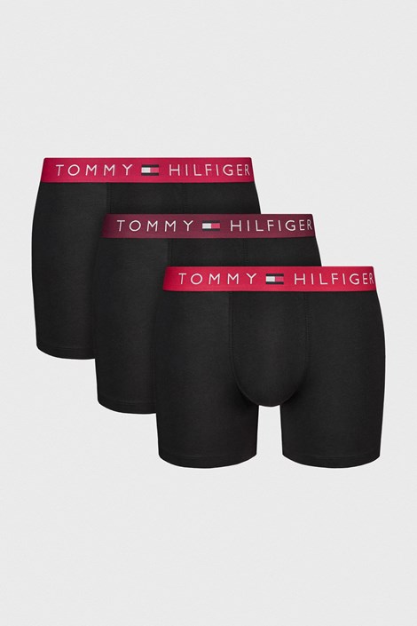 3PACK Bombažne boksarice Tommy Hilfiger WB II črna-rdeča