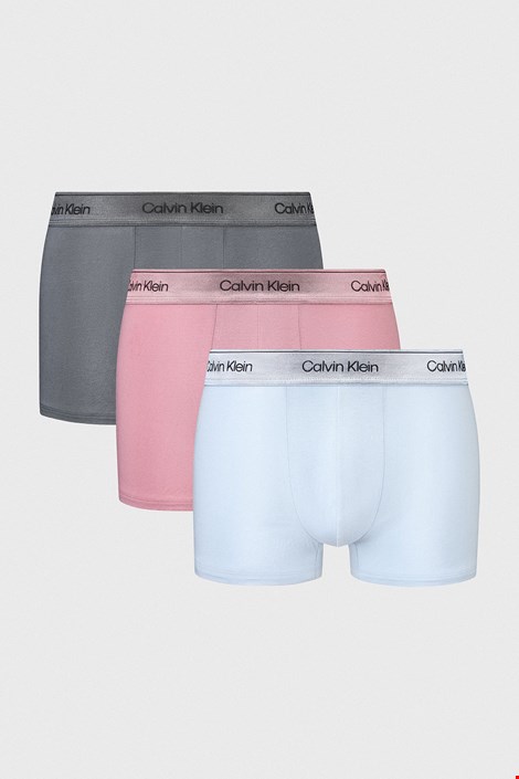 3PACK Bombažne boksarice Calvin Klein Icon Cotton Stretch Metalic modra-rožnata
