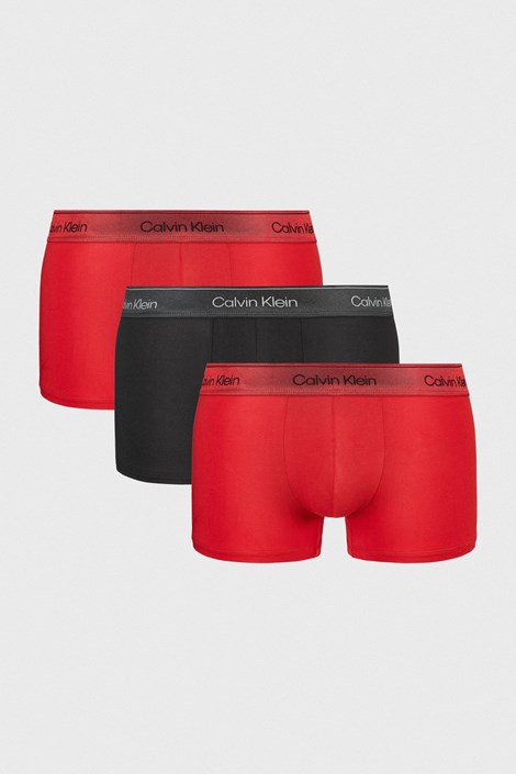 3PACK Bombažne boksarice Calvin Klein Icon Cotton Stretch Metalic črna-rdeča
